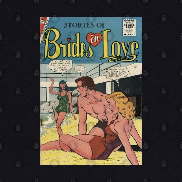 Vintage Romance Comic Book Cover - Brides in Love by Slightly Unhinged